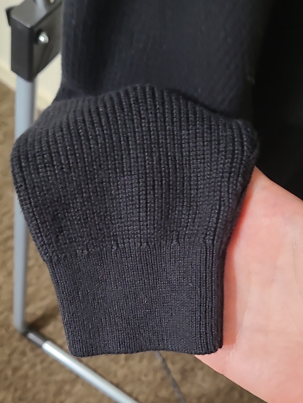 Michael Kors Black Crewneck Sweater with Gold Zip Accents - Picture 5 of 6